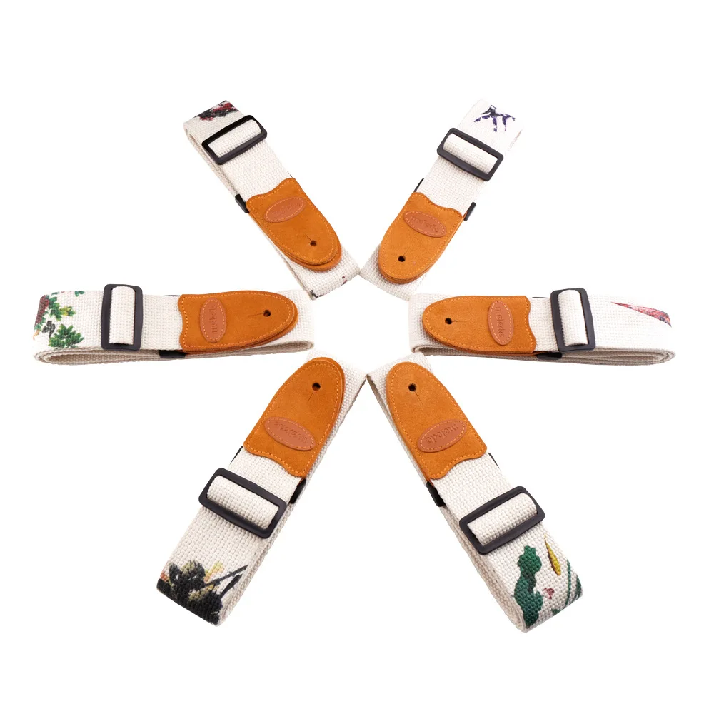 Новый хлопковый напечатанный гитарный ремешок термотрансферный с диагональным