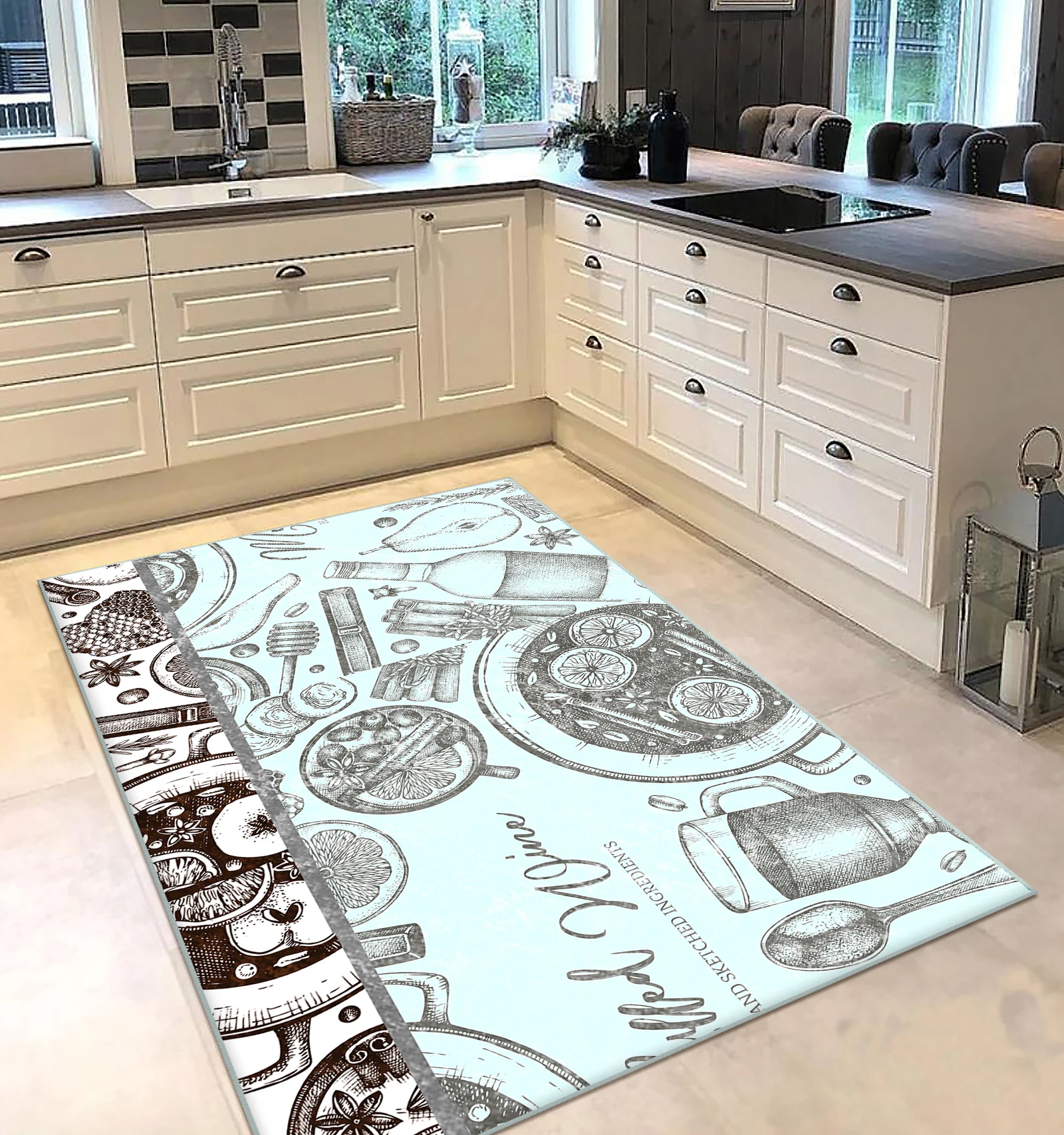 

Синий белый кухонный коврик с рисунком, искусственный персонализированный подарок, бесплатная доставка, кухонная утварь, белая дорожка