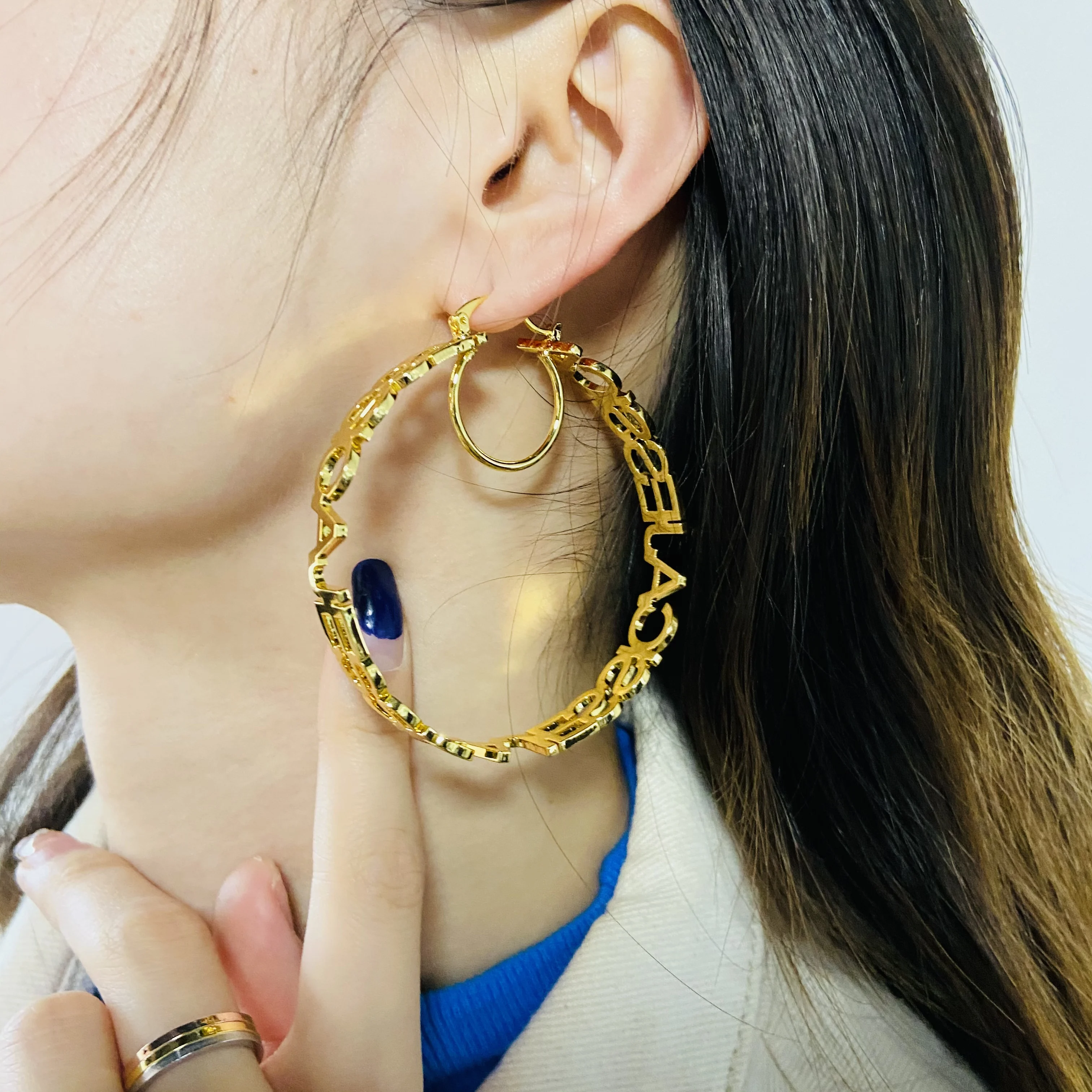 Custom Earrings With Name Personalized Earrings For Women Hoop Name Earrings Gold Stainless Steel Jewelry Custom Christmas Gift