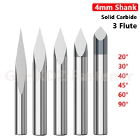 4mm shank 203040456090 degree solid carbide engraving tool end mill 3 flute straight router bit milling cutter woodworking