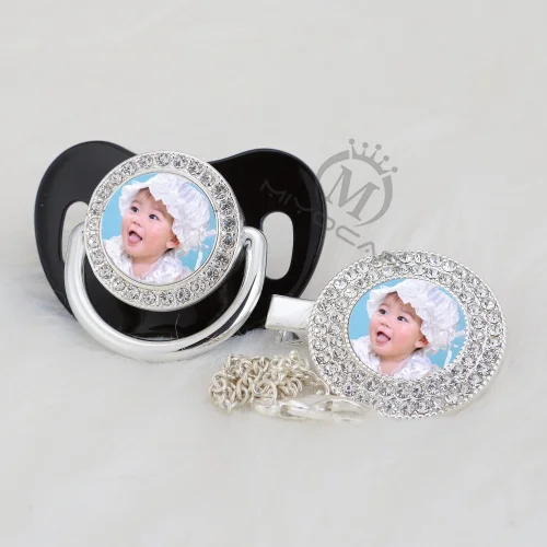 MIYOCAR изготовленные на заказ пустышки любое имя фото серебро bling соска и пустышка Клип BPA бесплатно пустышка bling удивительный дизайн P-1-P - Цвет: P-4-1-P 6-18M