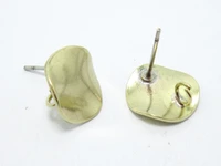 10pcs earring finding brass stud earrings 12mm wavy raw brass round boho earrings post r271