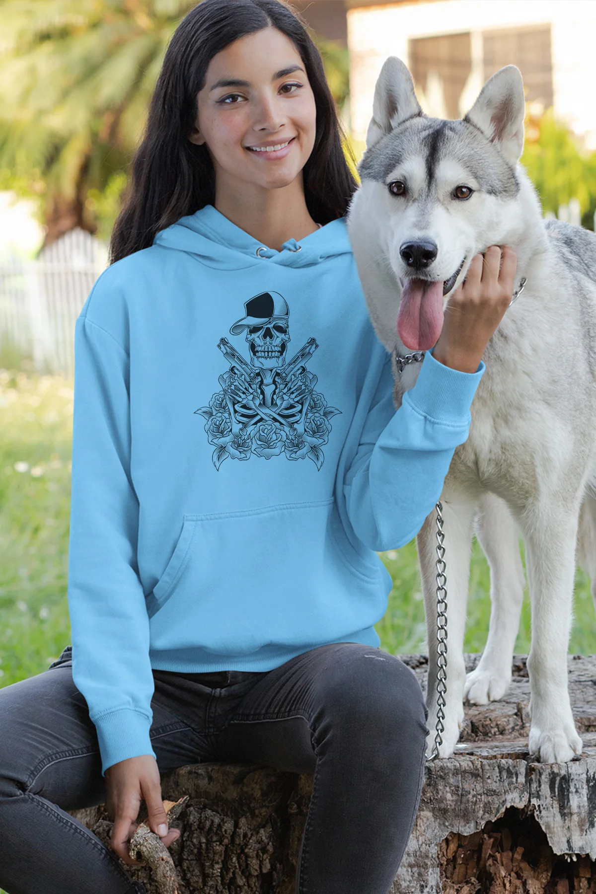 Angemiel одежда Гангстер Скелет синий женские толстовки с капюшоном сумки Kombin |