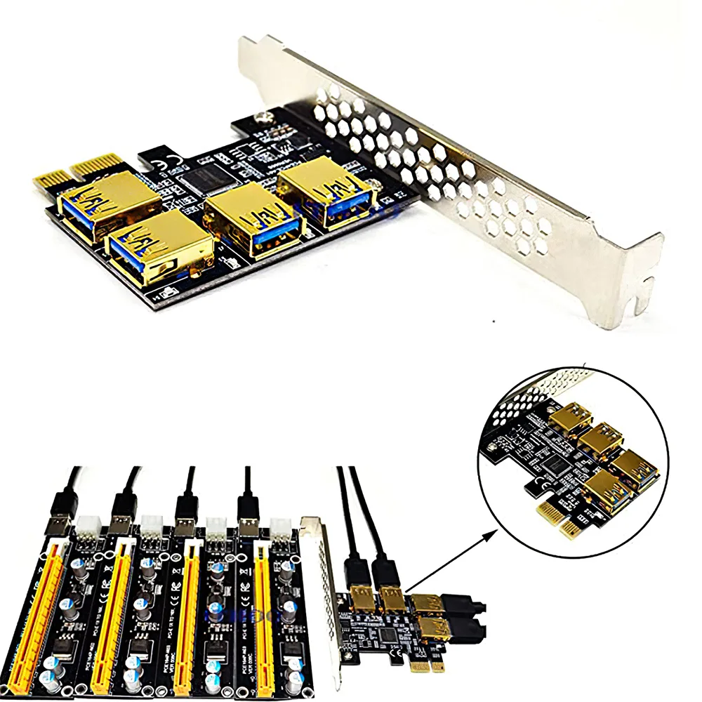 4 шт. Райзер адаптер PCI E Express 1x до 16x009S 1 слота|Компьютерные кабели и разъемы| |