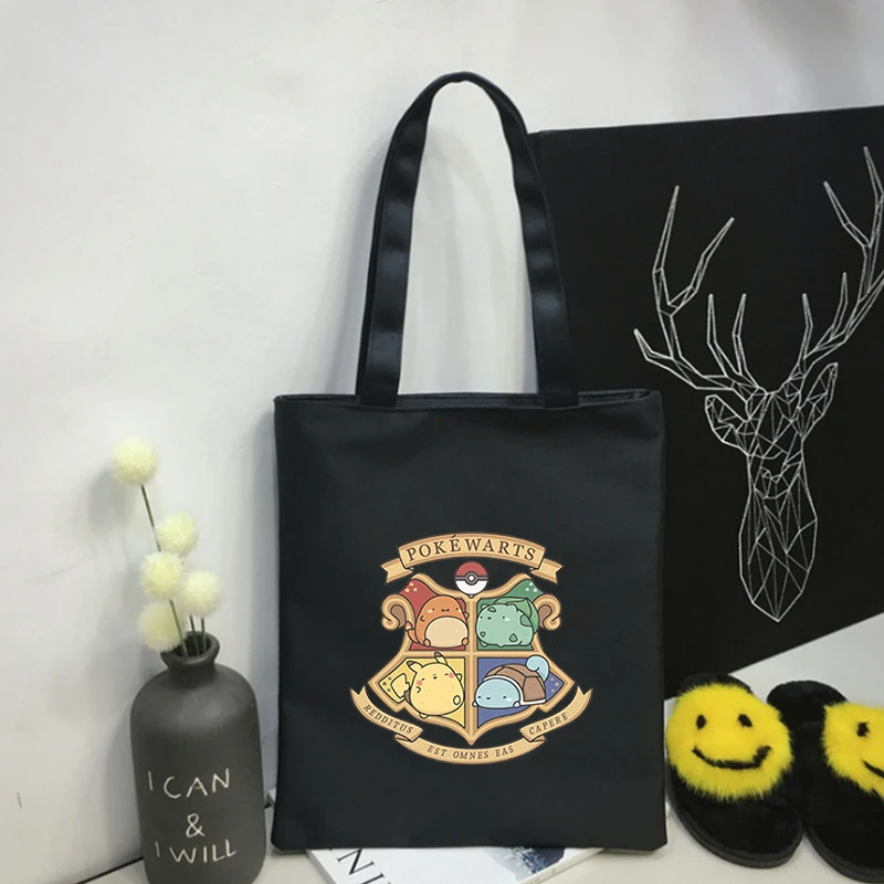 

Аниме Покемон мультфильм рисунок фото Пикачу логотип печать модная большая емкость искусственная женская сумка на плечо W13