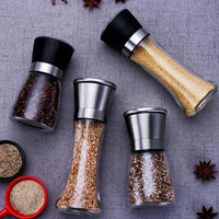 homewhos salt and pepper mill stainless steel manual spice mill grinder spice jar containers kitchen gadgets bottles glass