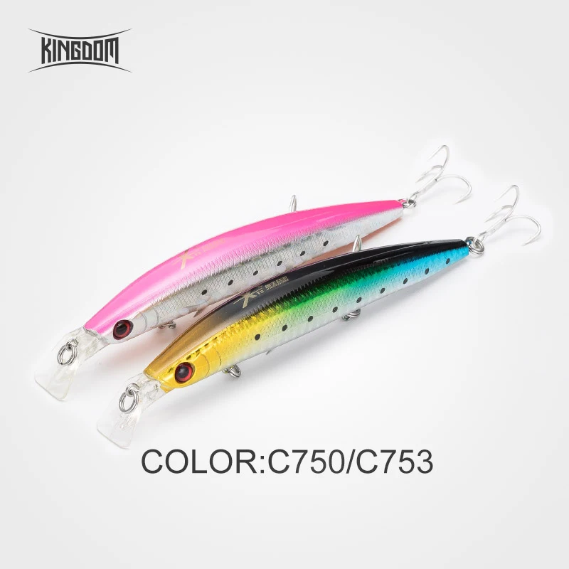 C750 C753 Королевство рыболовные приманки Minnow для соленой воды, моря воблеры Jertbait искусственная, жесткая, для рыбалки приманки 125 мм 23 г подойдут для морского окуня малогабаритная управляемая модель 5354 - Цвет: C750 C753
