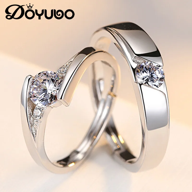 DOYUBO романтический 925 пробы серебряные кольца пар Милые кубический циркон