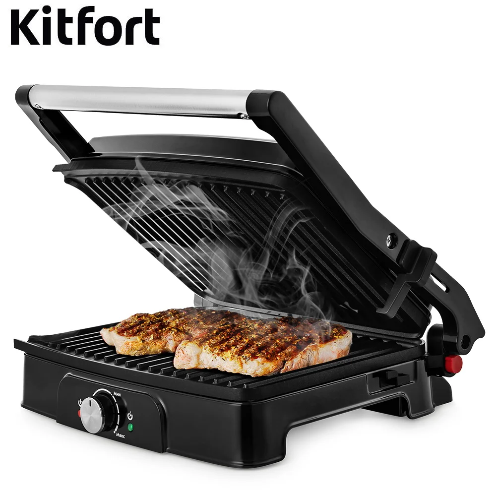 Электрогриль контактный Kitfort КТ-1655 серебристый