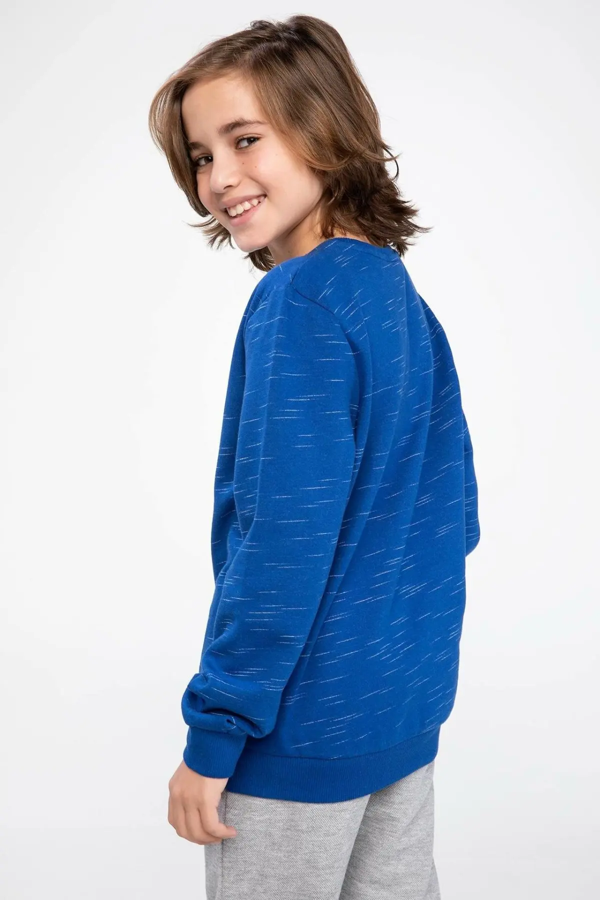 DeFacto Blue Boy O-neck Sweat Shirt Kids Fashion Letter Pattern Long Sleeves Tops Boys Casual Pullover Autumn New - K0062A618WN | Детская