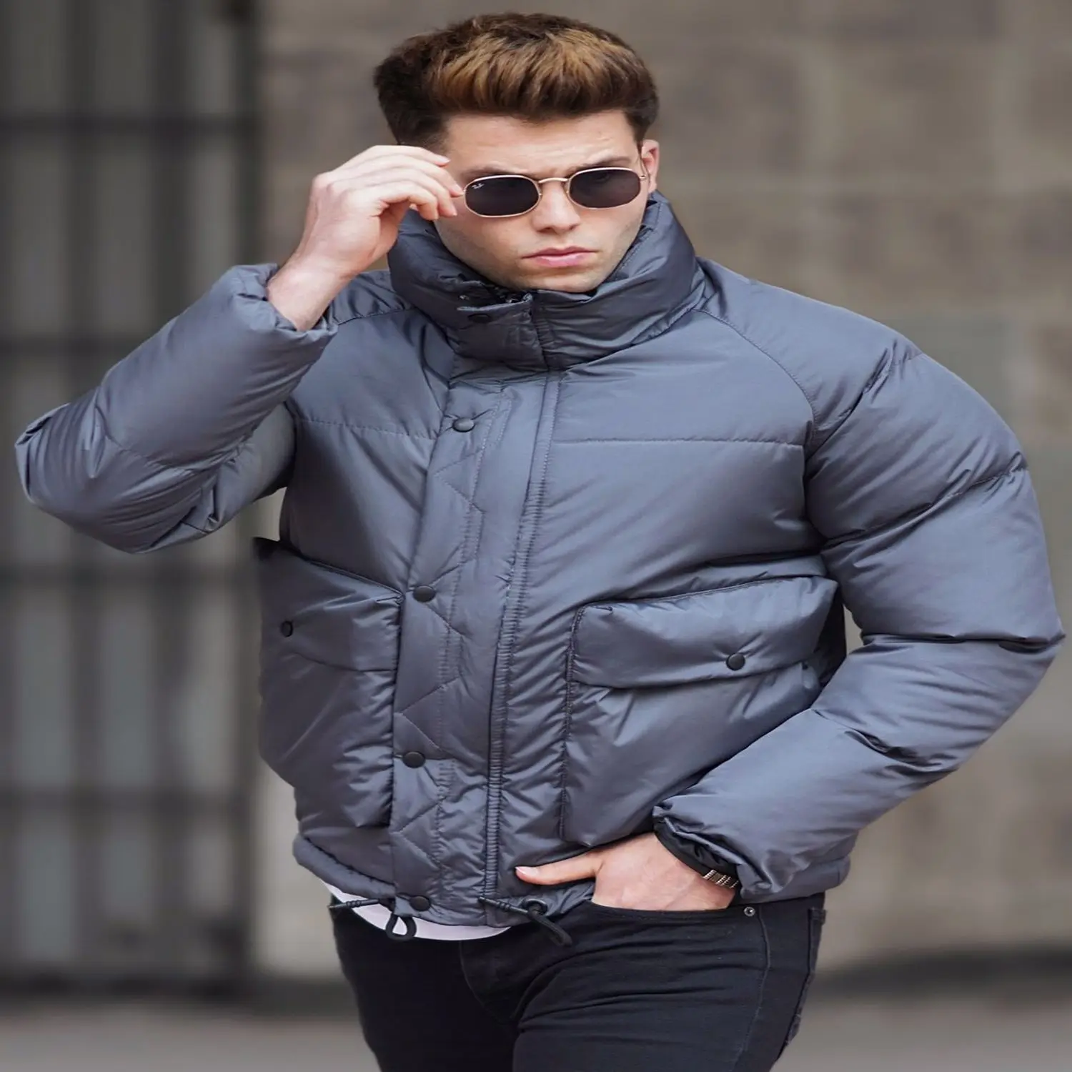 Male 2021 Inflatable Coat Pocket Detail new autumn winter jackets Parka men warm outerwear casual slim male overcoat
