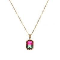 square shape inlaid with cubic zirconia gradient pendant necklace for women wedding gold color elegant womens necklace jewelry