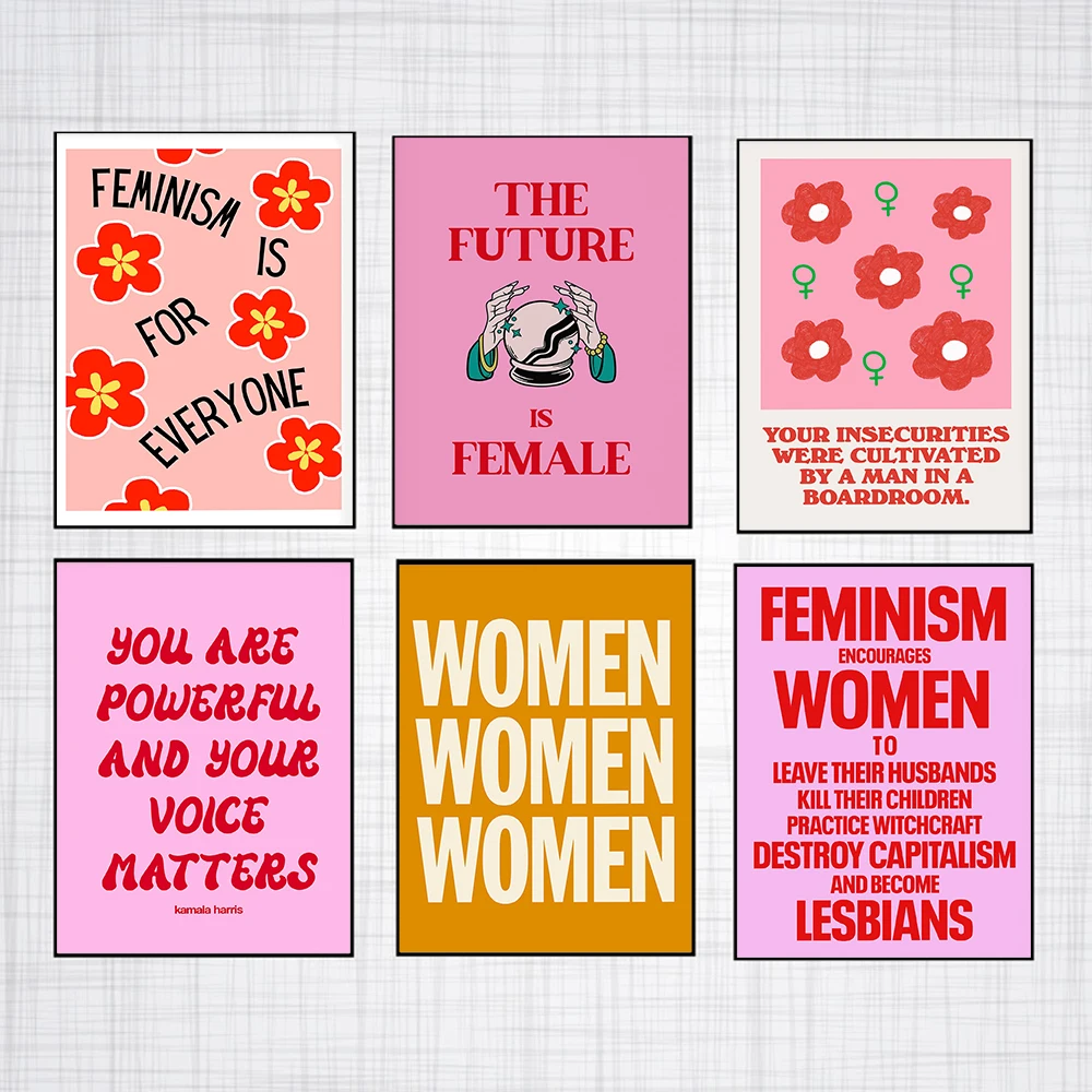 

Feminism Inspirational Poster and Print Pink Future Is Female Canvas Painting Modern Wall Picture for Living Room Home Decor