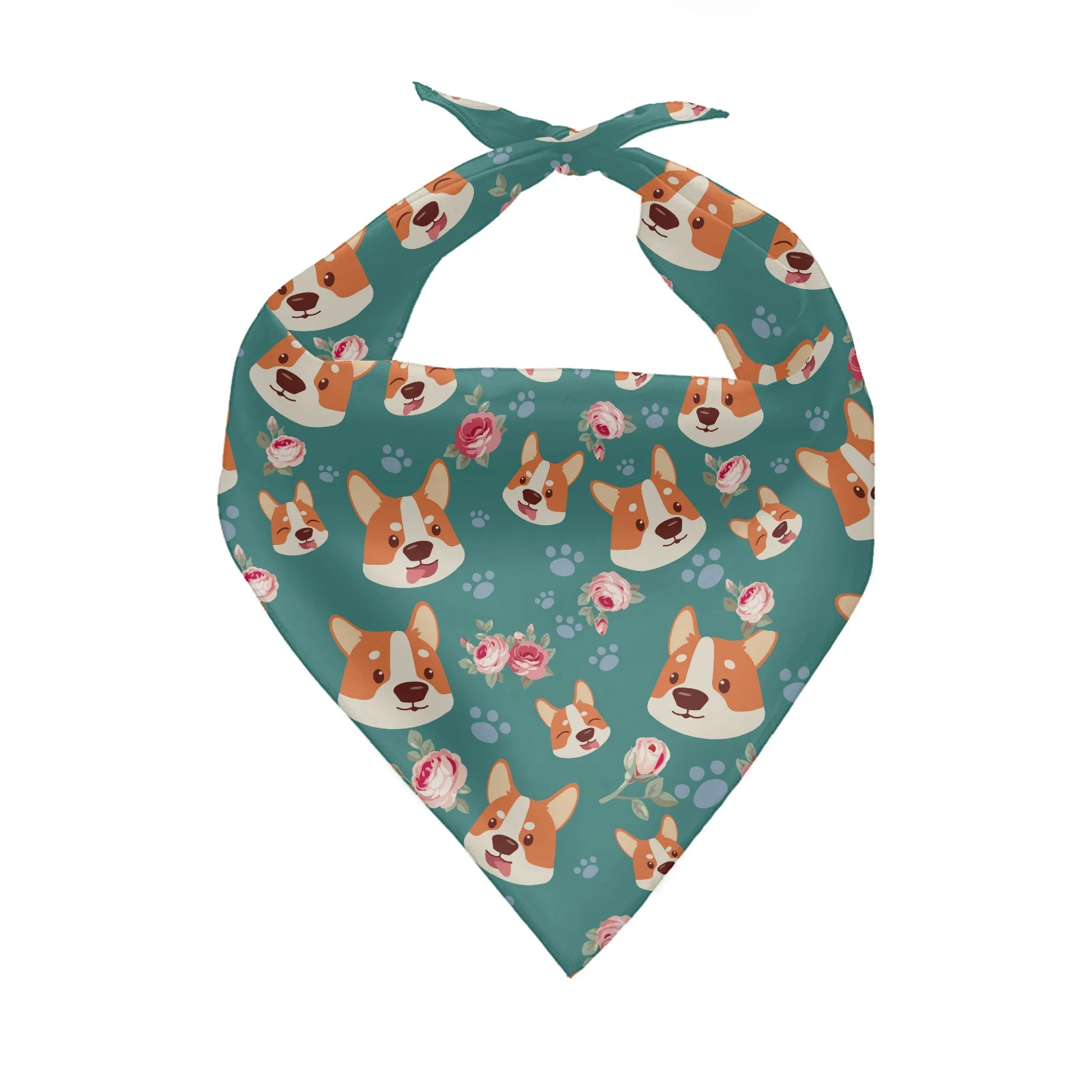 

Dog Bandana Corgi Pug Schnauzer Dog and Flowers Pet Triangle Bib Scarf Neckerchief Pet Bandanas Cat Puppy Kerchief