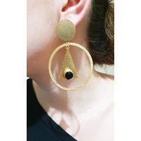 gold plated black cubic zirconia hoop earrings