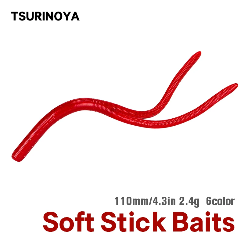 

TSURINOYA Senko Soft Fishing Lures 11cm 2.4g Worm Straight Twin Tail Wobblers Bass Silicone Weightless Artificial Jigging Bait