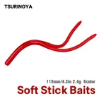 Мягкая рыболовная приманка TSURINOYA Senko, 11 см, 2,4 г, червь, прямой двойной хвост, воблер окунь, силиконовая невесомая искусственная приманка для джиггинга