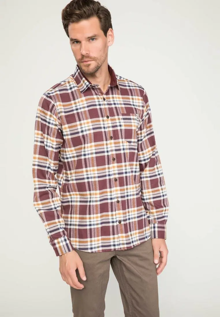 DeFacto Новая мужская модная рубашка с отворотом и длинным рукавом повседневная