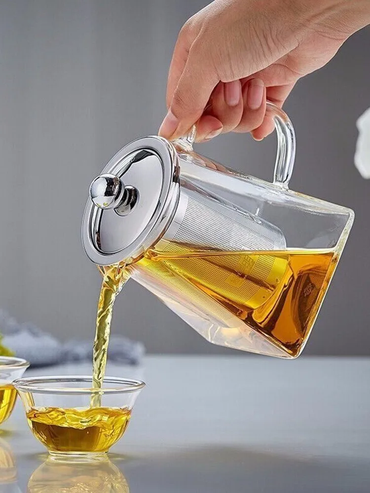 Household Teaware Tea Set Glass Teapot for Stove Heat Resistant High Temperature Explosion Proof Tea Infuser Milk Rose Flower