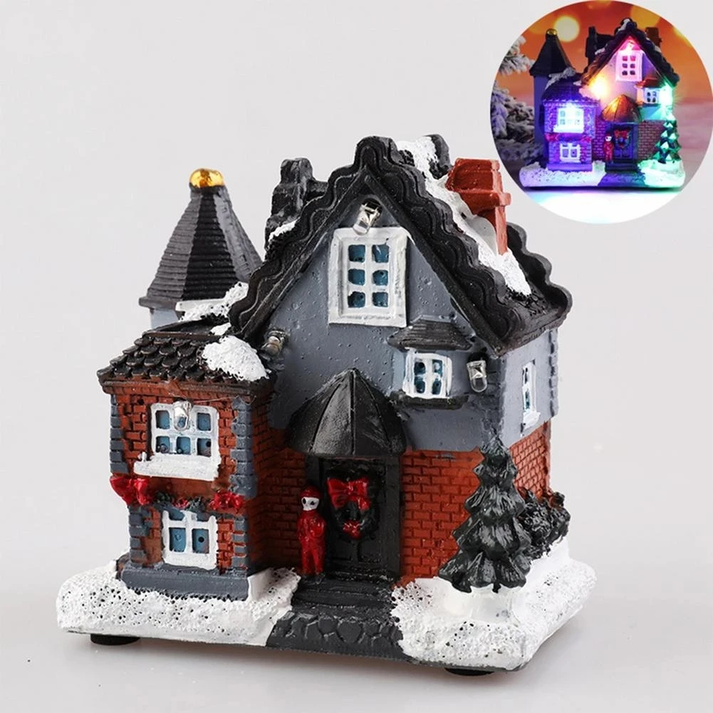 

2022 Christmas Snow House Village LED Light Luminescent Decorations Christmas Tree for Home New Year Kids Gift Ornament