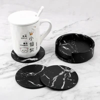 6pcs hot sale pu leather marble coaster drink coffee cup mat easy to clean placemats round tea pad table pad holder dropshipping
