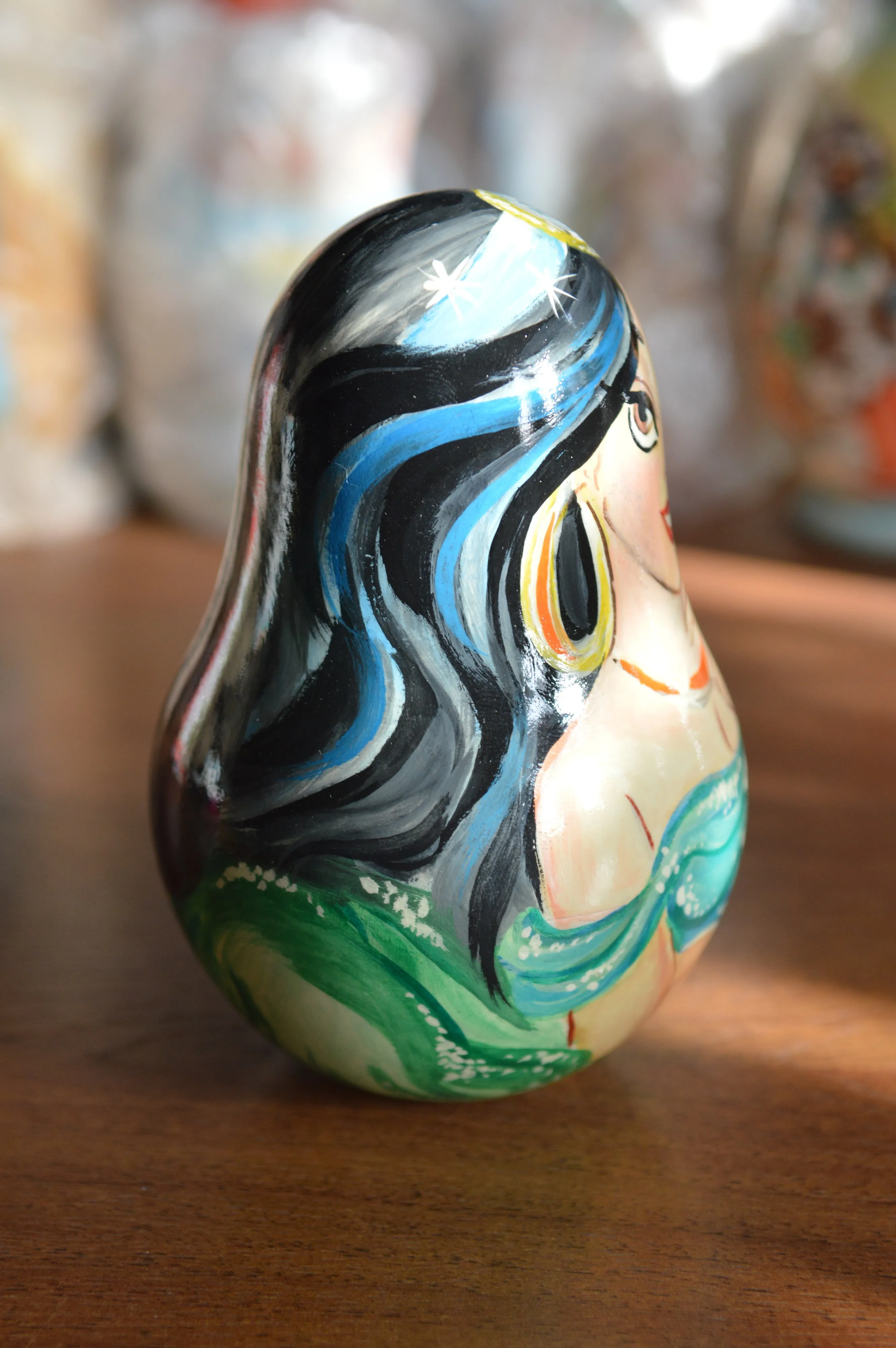 Musical Roly-Poly Nevalyashka Russian сhildren's toy Gift Souvenir Author's hand-painted folk art |