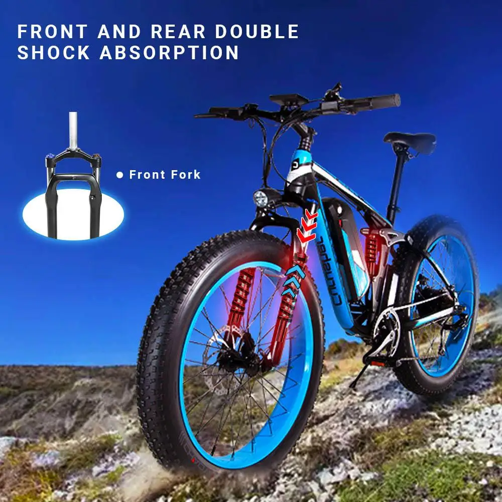 Горный велосипед Cyrusher XF800 Электрический фэтбайк диагональю 26 дюймов 7 скоростей