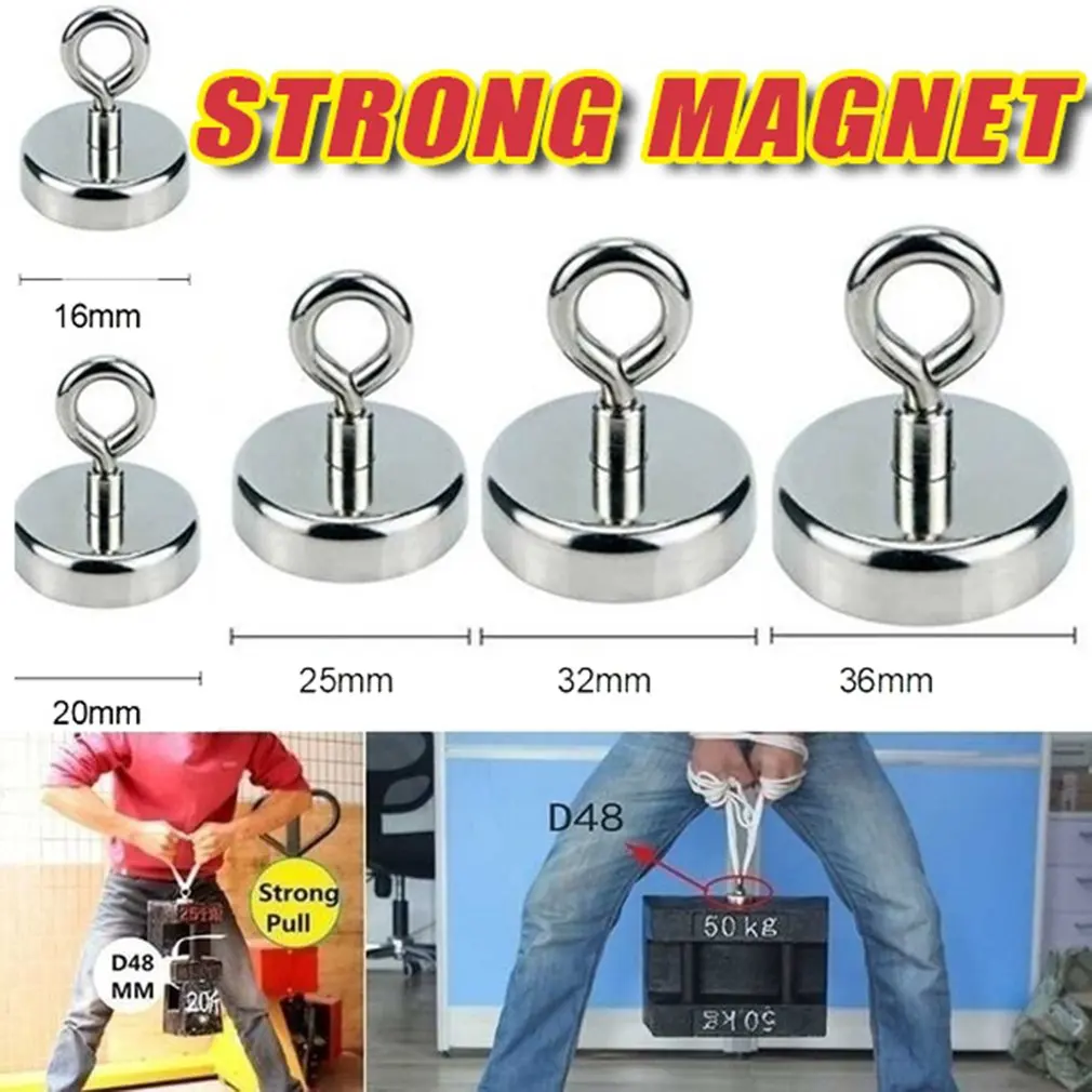 

4pcs Magnetic Hooks Powerful Heavy Duty Neodymium Magnet Metal Hunting Sea Fishing Detector Silver Metal Accessories