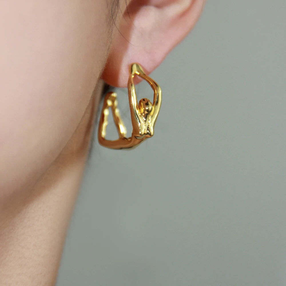 

Stud Earrings for Women Ballet Curved Body Lines Gold Earrings Man Aesthetic Design Silver 925 Earring 2022 Trend Gift Jewelry