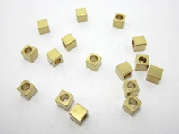50pcs brass square beads 4mm raw brass spacer cube beads raw brass slider findings r1163