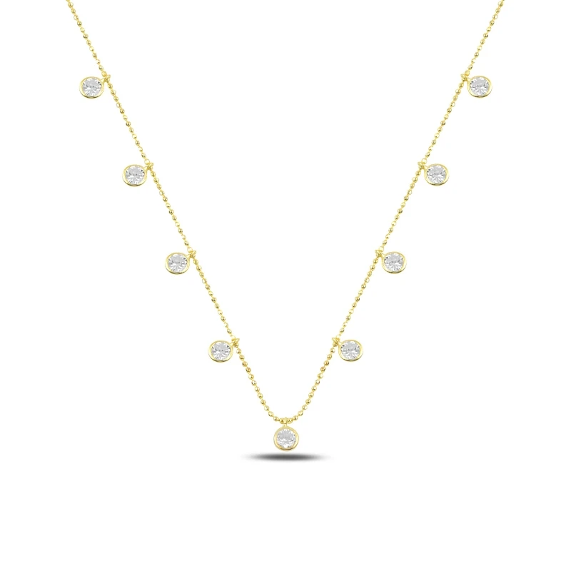 Серебряное 925 пробы круглое циркониевое ожерелье|Ожерелья| |