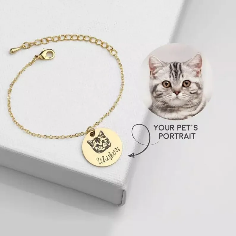 

Custom Pet Photo and Name Bracelets For Women Jewelry Girlfriend Gifts Stainless Steel Portrait Bracelet Femme Best Friend Gifts