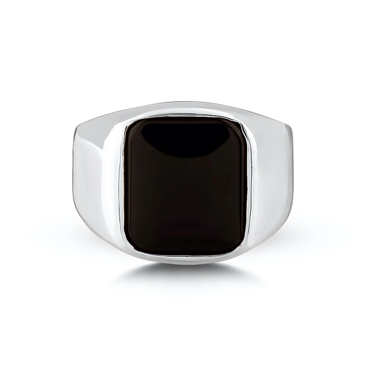Bague Goth en argent regardé 925 faite à la main pour hommes, pierre précieuse d'onyx noir rectangulaire, modèle uni 2