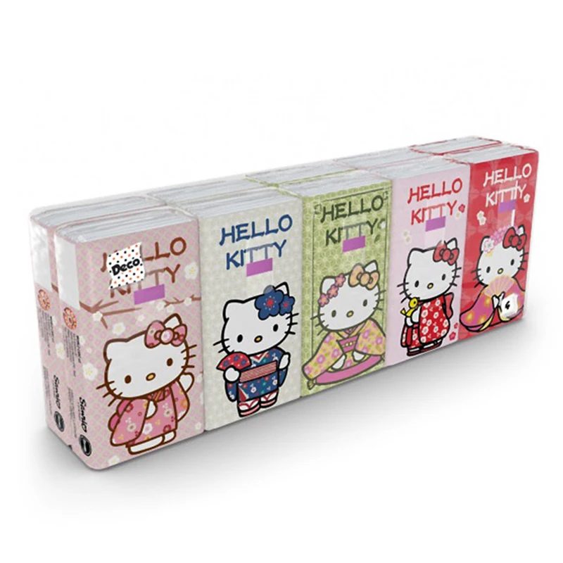 Kghlk-hs-01 paper scarves &quotHello Kitty" 4-layer 10 packs 9 sheets 21x21 cm 238 grams | Красота и здоровье