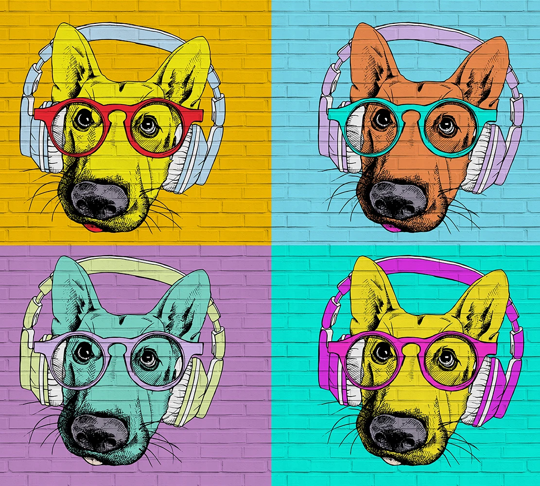 Фотообои категория Поп-арт арт. L-080 Собаки поп арт