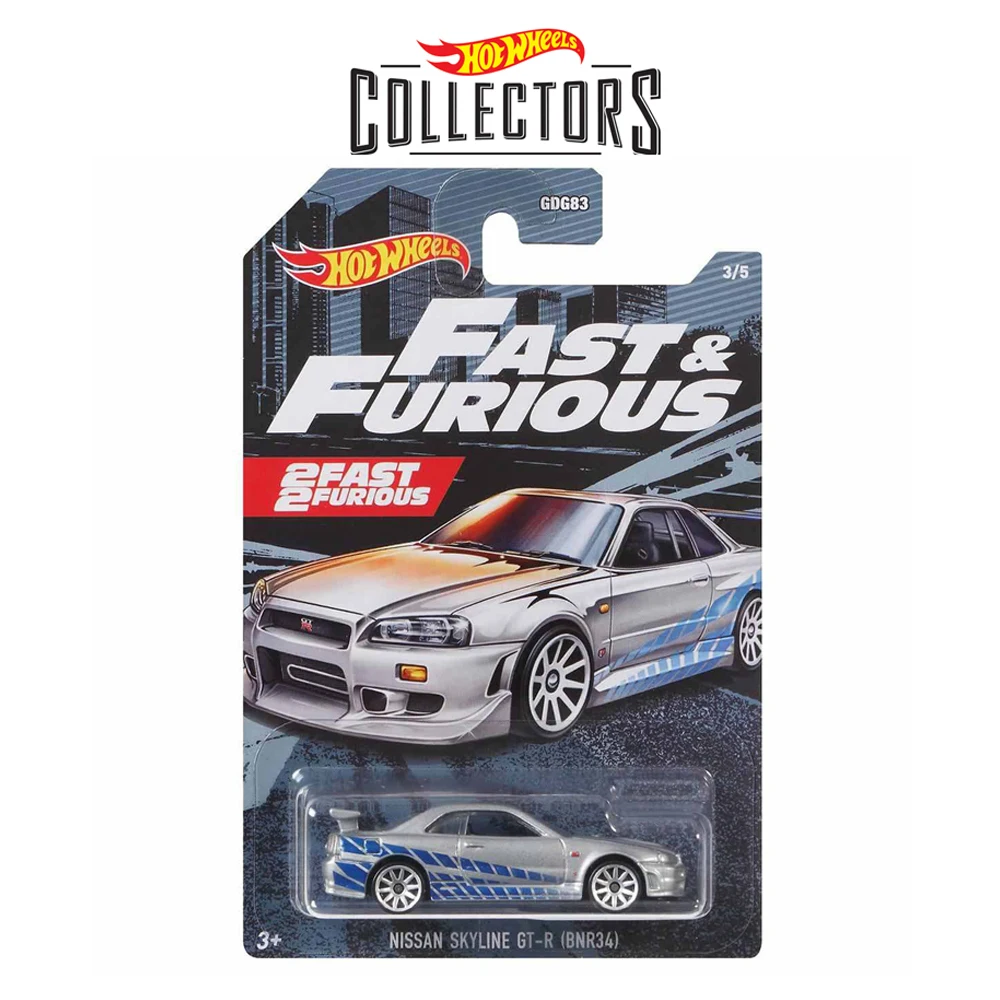 Чехол металлический с надписью Hot Wheels Форсаж издание 2021 г. Paul Walker Nissan Skyline R34