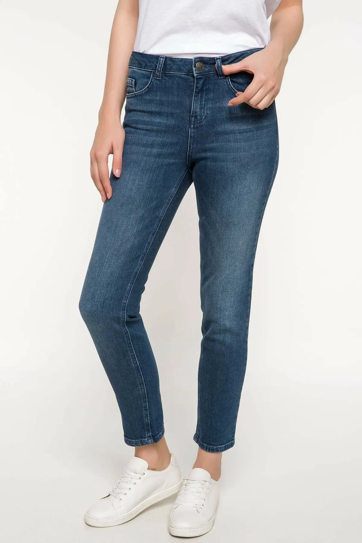 Женские джинсы карандаш DeFacto синие скинни со средней талией Trousers J2688AZ18SM| |