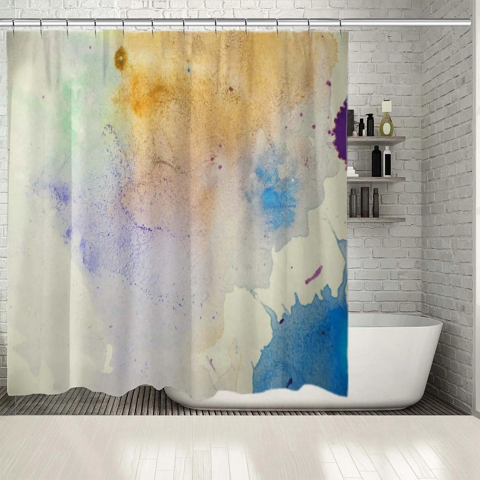 Занавеска для душа с видом на море и землю неба Пейзаж Природа тема акварельные