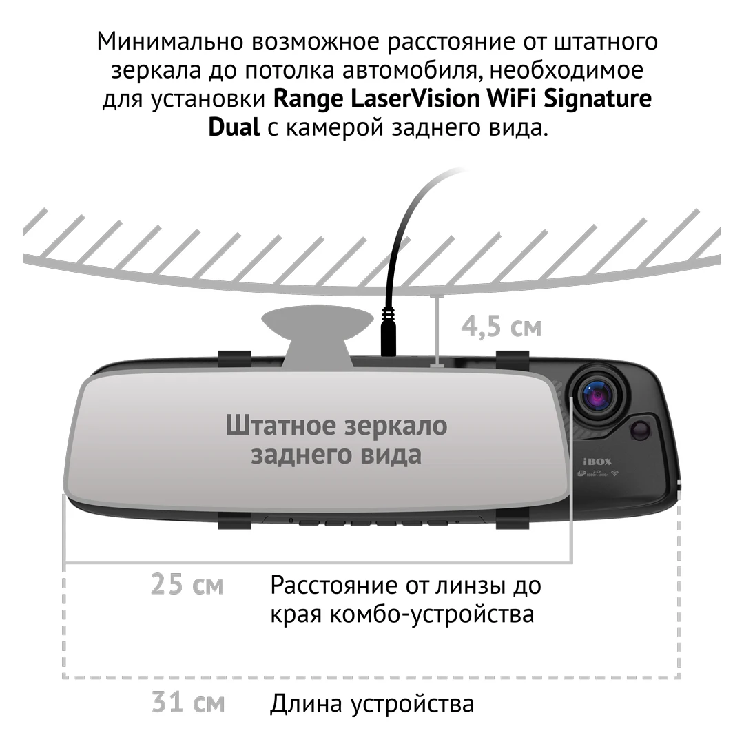 Видеорегистратор зеркало с сигнатурным радар детектором iBOX Range LaserVision WiFi Signature