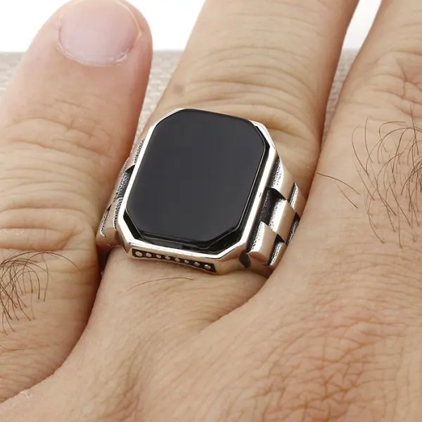 

Guaranteed high quality men's ring 925 silver Onyx Special offer for a limited time Buy two pieces and get the third for free