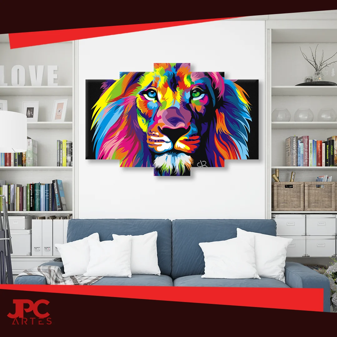

Colorful Lion Mosaic-Living Room Decoration-Decorative Pictures for Home-Lion of Judah