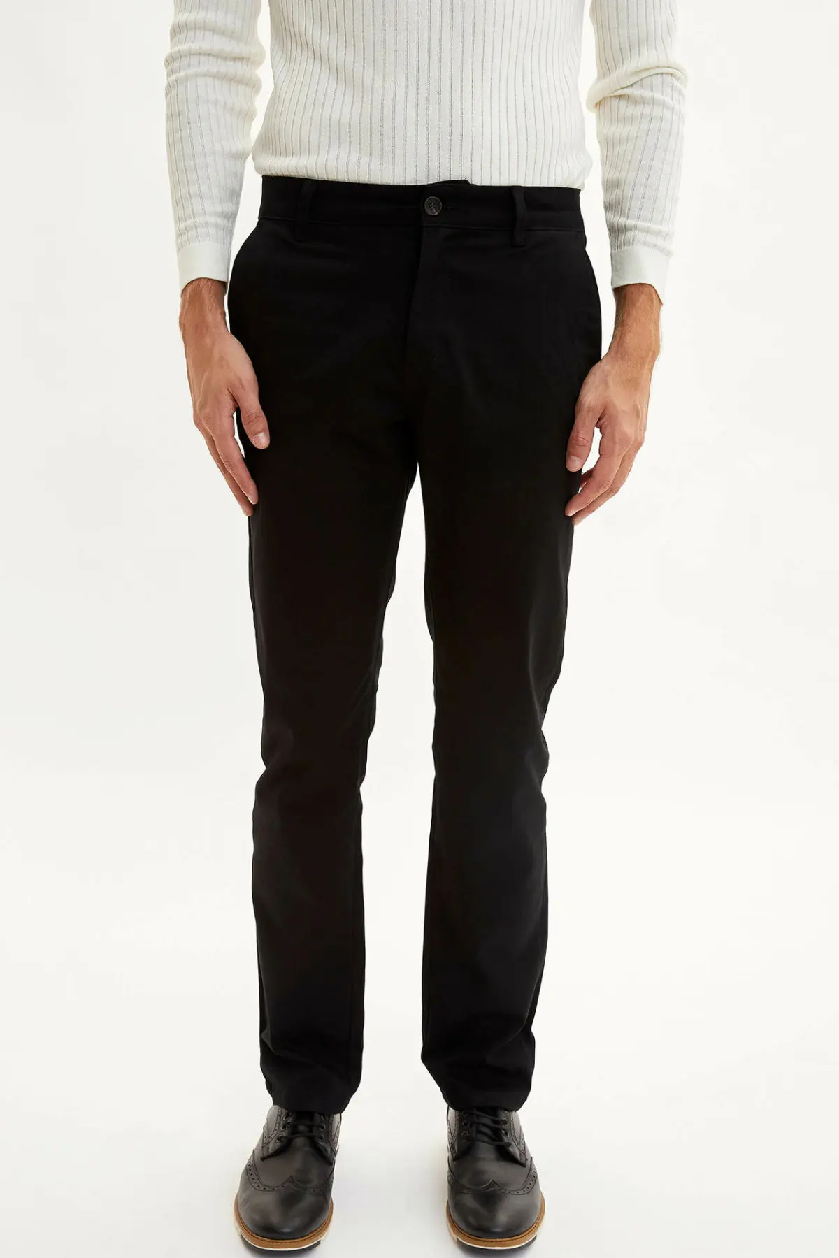 Дефакто мужские однотонные повседневные брюки Классические Стильные прямые