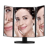 22 led light makeup mirror 1x2x3x magnifying cosmetic 3 folding vanity mirrors 180 rotation touch dimmer table mirrors