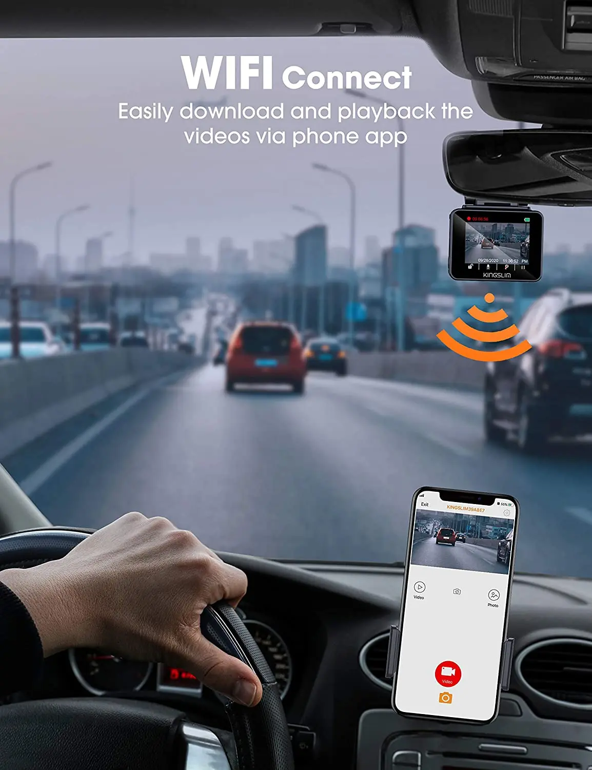 Видеорегистратор Kingslim D5 4K Автомобильный регистратор с ночным видением Wi-Fi GPS UHD