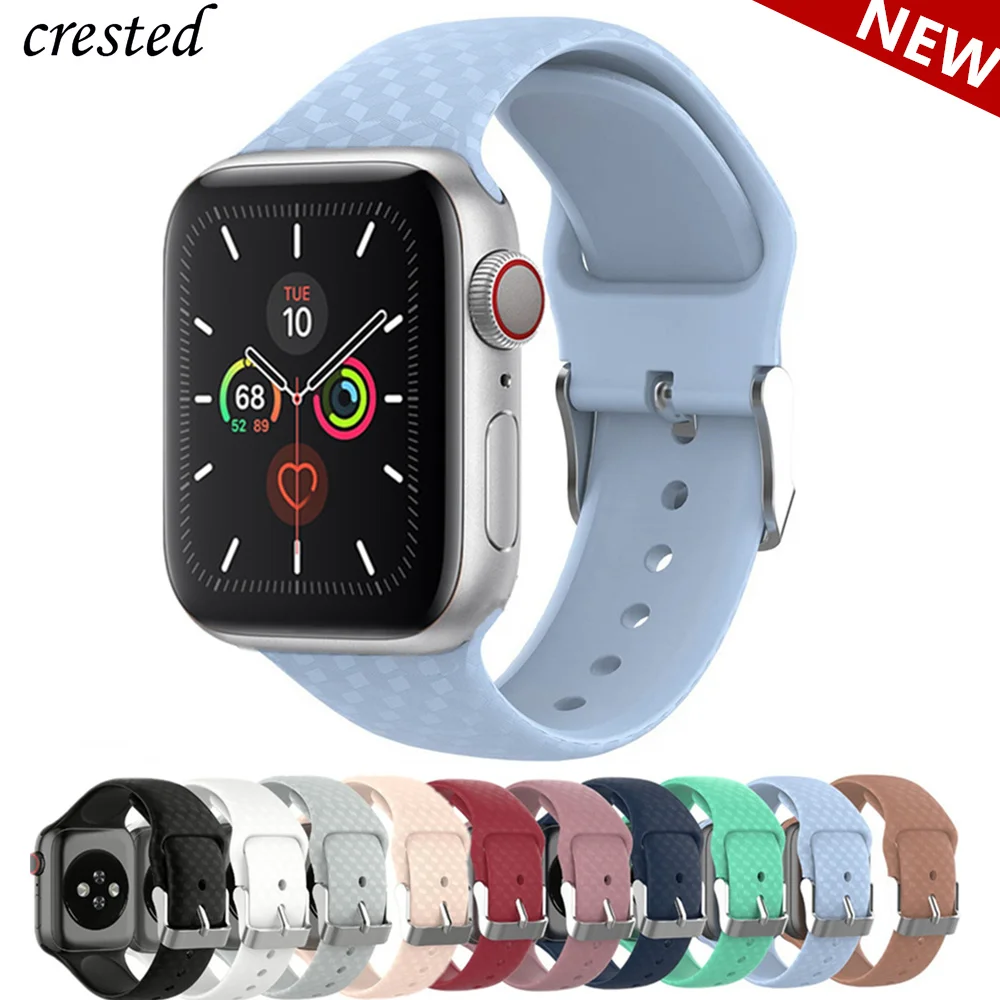 Ремешок силиконовый для Apple watch band 44 мм 40 спортивный браслет с 3d текстурой iWatch 38 42