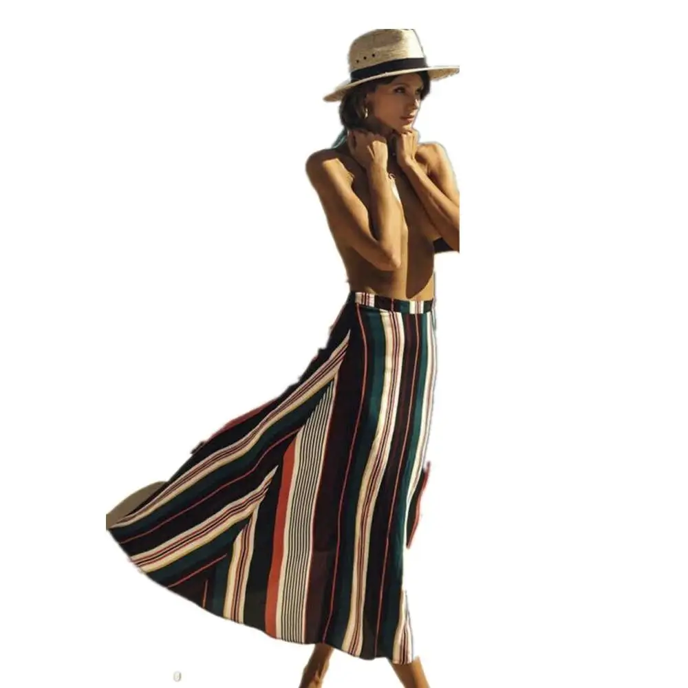 Женская пляжная юбка макси с высокой талией в богемном стиле летняя длинная