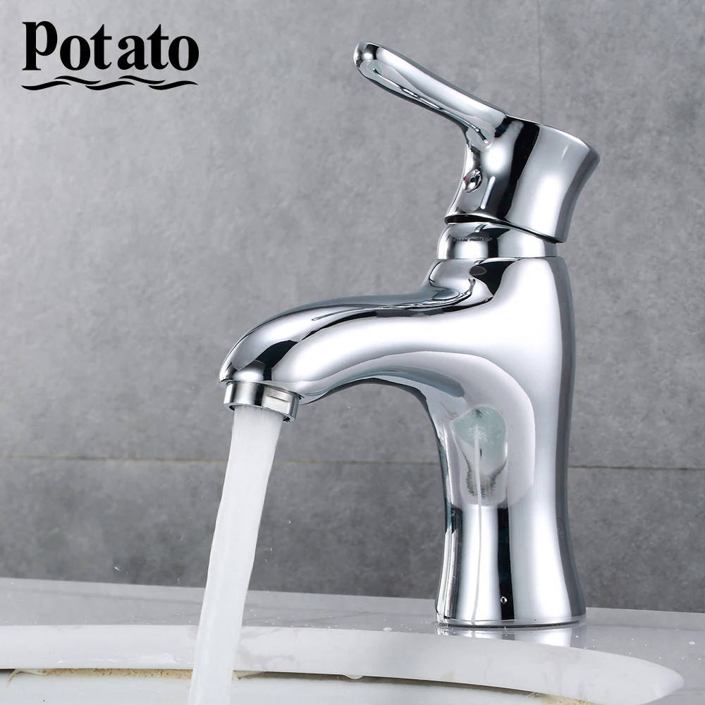 Potato Кран для раковины ванной комнаты кран холодной и горячей хромированный