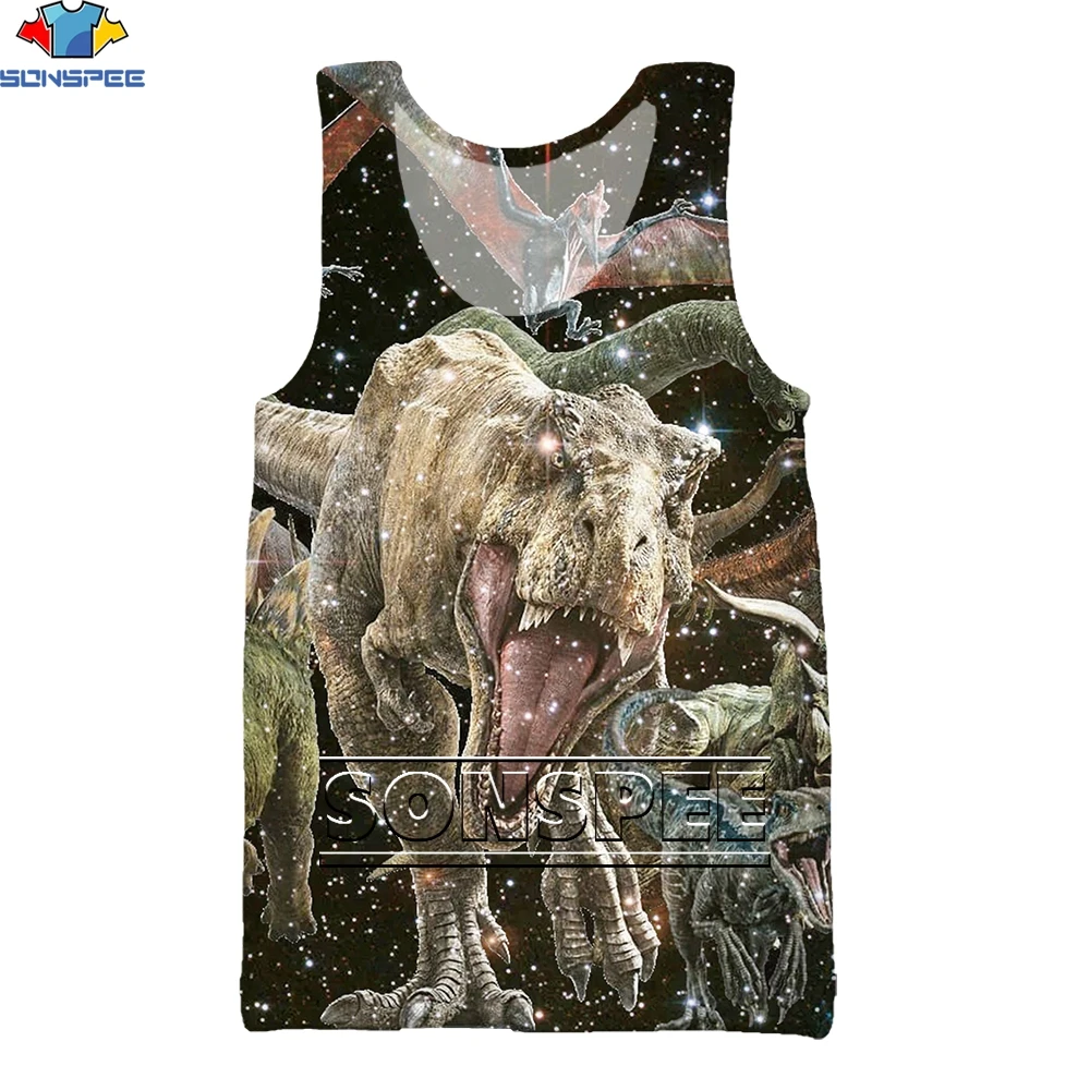 

Мужской Топ без рукавов SONSPEE Harajuku с рисунком динозавра граффити Свободный праздничный жилет пуловер свитшот уличная одежда