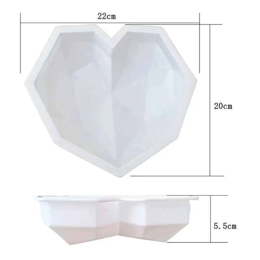 

3D Diamond Heart Shaped Chocolate Cake Mold Non-stick Silicone Dessert Baking Mold Set with Hammer Cake Mold for DIY Baking