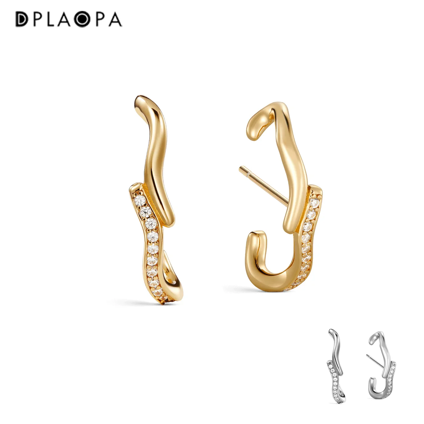 

DPLAOPA 925 Sterling SilverFlex Gold Hook Round Circle CZ 2022 Women Wdding Jewelry Clips Loops Piercing Circle Loops